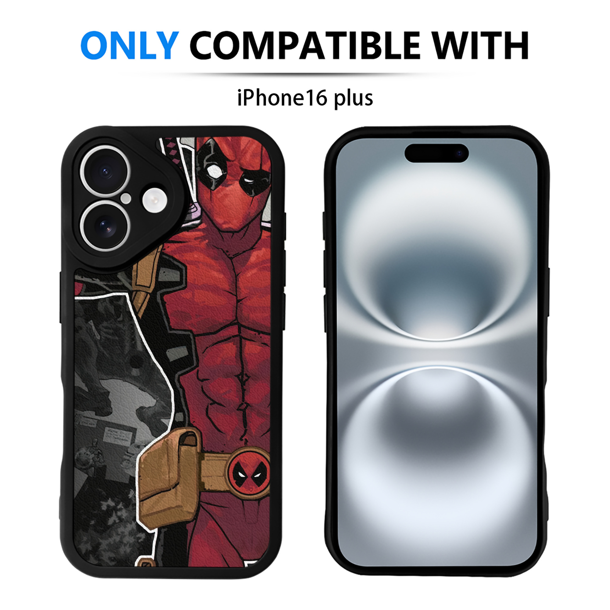 （画像用） Deadpool デッドプール 【iPhone 16シリーズ対応】シリコンスマホケース（レザー調） 材質：シリコン